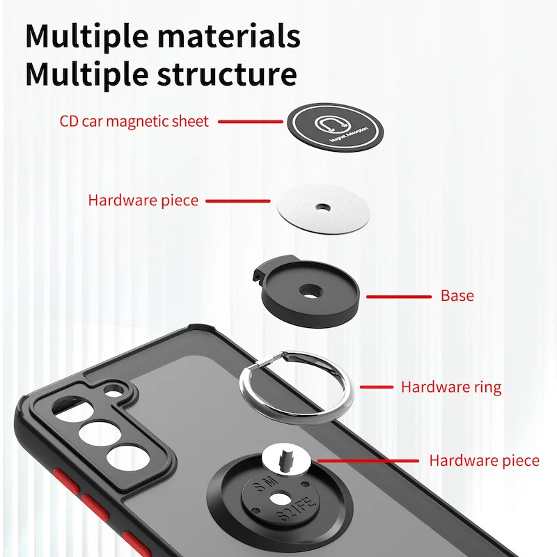 Magnetic Ring Matte Anti-Fall Phone Case with Bracket Cover