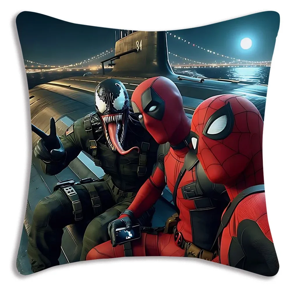 Pillow Covers Hot Super Hero Deadpools Cartoon Sofa Decorative Home Double-sided Printing Short Plush Cute Cushion Cover