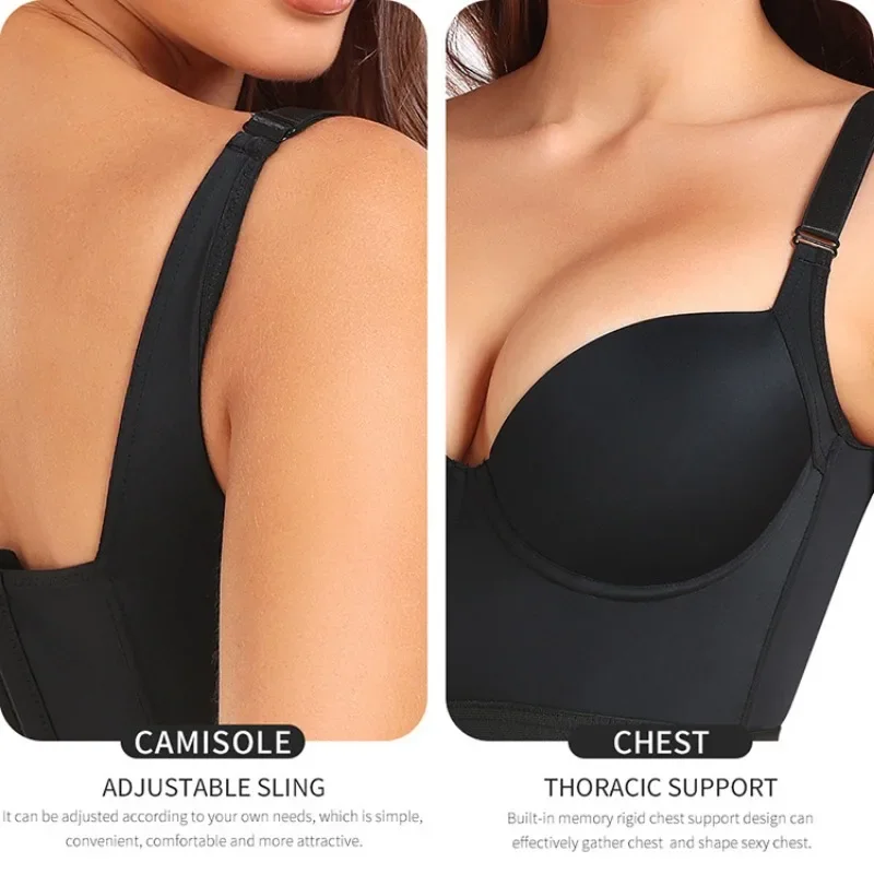 Built-In Shapewear Longline Push-Up Bra Thoracic High Support Tank Top Fit Plus Size Sports Bra Women Back Closure Vest Shaper 5