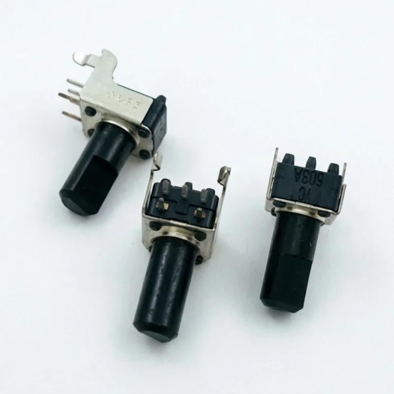2PCS ALPS 09 유형 수평 듀얼 채널 전위차계 5핀 503A A50K 핸들 길..