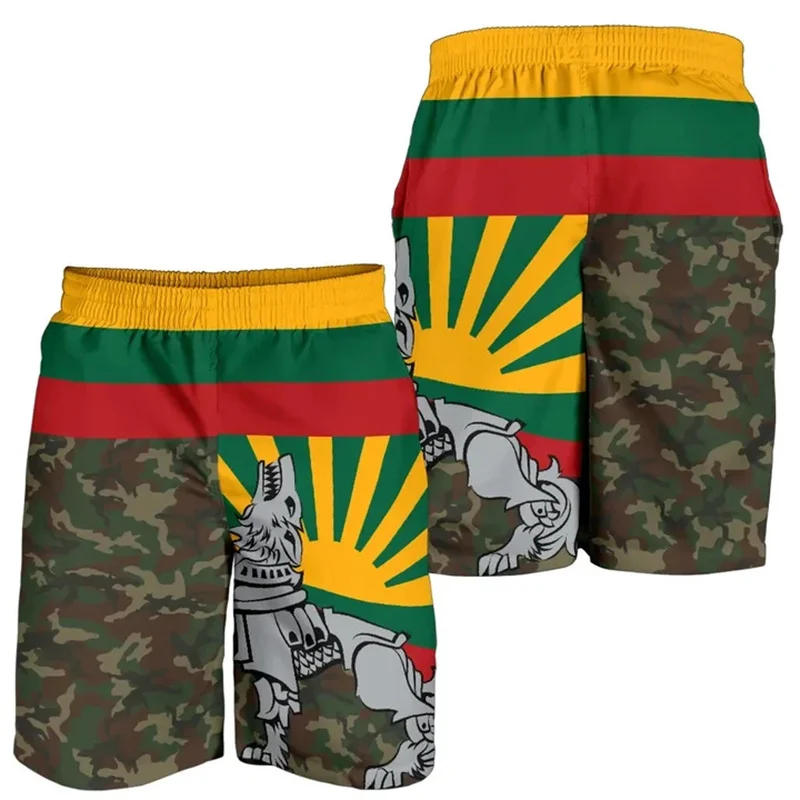 

Fashion 3d Print Lithuania Flag Beach Shorts Men Summer Quick Dry Surf Board Shorts Cool Sports Swim Trunks Loose Short Pants