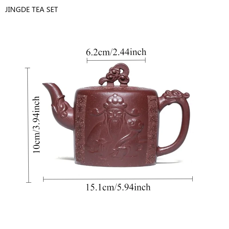 Chinese Yixing Original Ore Purple Jade Gold Sand Master Handmade Teapot Retro Lucky Purple Sand Teapot Kung Fu Tea Set 310ML