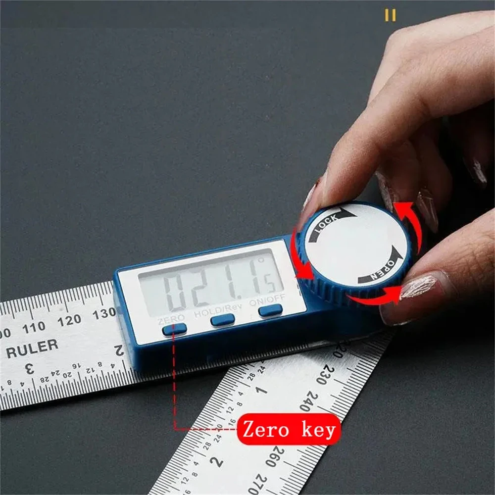 1 PC 2 an 1 Digital Wénkel Detektor Skala Gëeegent fir Holzbeaarbechtungsmessinstrumenter Héich Genauegkeet Mutifunction Tools_voghion.com