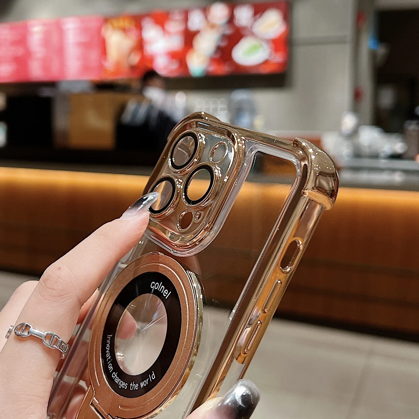 Fashion Plating Magnetic Bracket Case for iPhone 17 16 15 14 13 12 Pro Max Case With Holder Stand Shockproof Cover for Magsafe 5