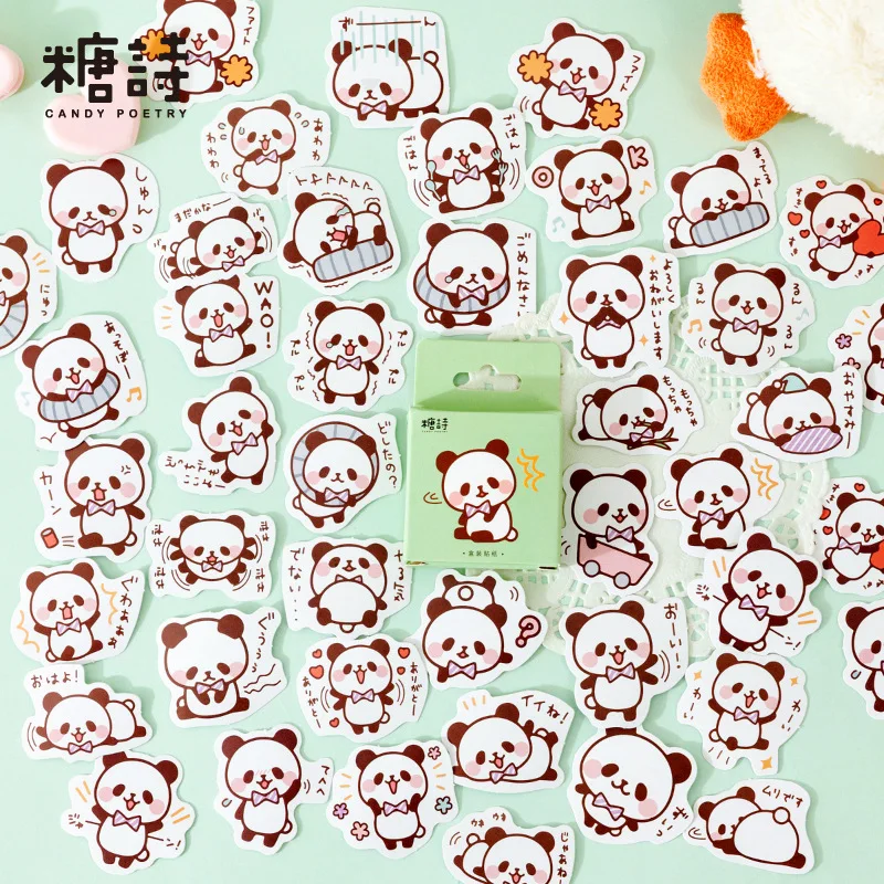 6Pcs Cute Panda Pvc Sticker Note Scrapbooking Diary Decoration Label Toy B.R2 