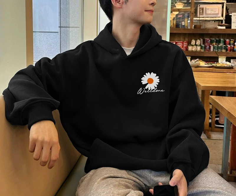 WE11DONE Men's Couple Hoodie Korean Version Fashion Brand Autumn Winter Plus Fleece Loose