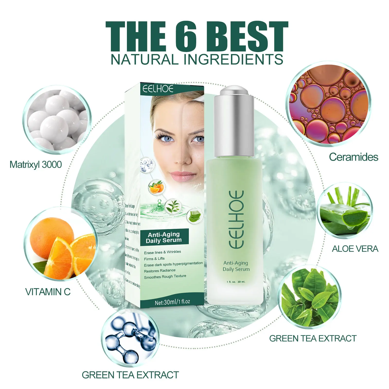 Anti-Falten-Serum, Anti-Aging, Entfernung von Augenringen, Stirnfalten, Gesichtspflege, Zornesfalten, Reparatur von Gesichtsessenz, 30 ml, weiblich_voghion.com