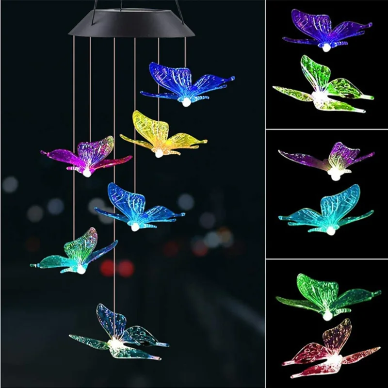 Solar Wind Chime Lamp LED  Pendant Lamp Color Change Waterproof Decorative Lamp Outdoor Park Courtyard Balcony Garden Decoration