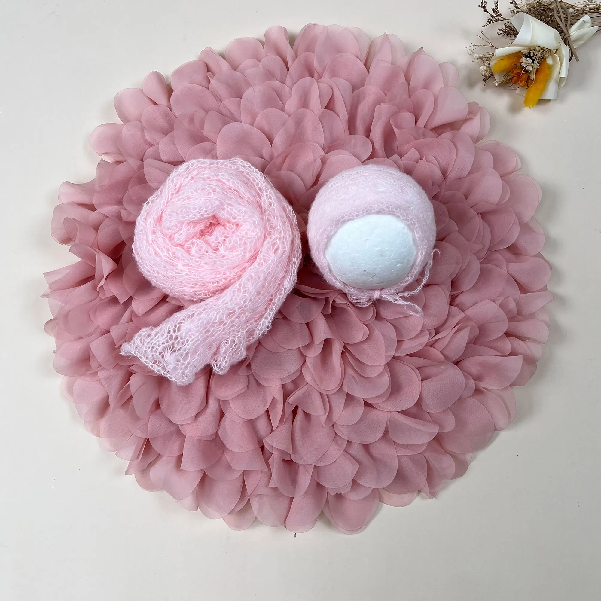 

Don&Judy 3pcs/Set Newborn Photography Layers Prop Diameter=50cm Round Chiffon Flower Blanket Basket Baby Photography Accessories