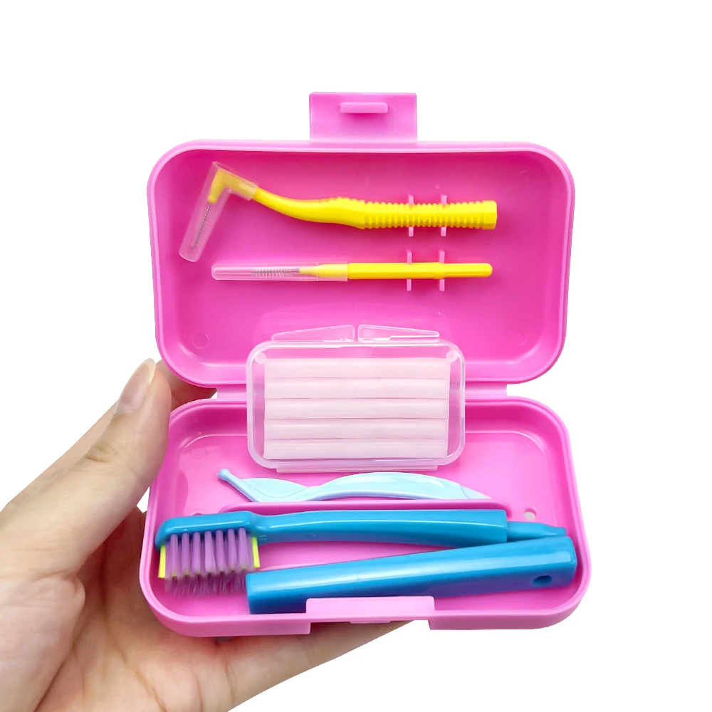 Orthodontic Oral Care Kit Portable Toothbrush Box Foldable Toothbrush Interdental Brush Teeth Whitening Tool toothbrush holder toothbrush case toothbrush storage box