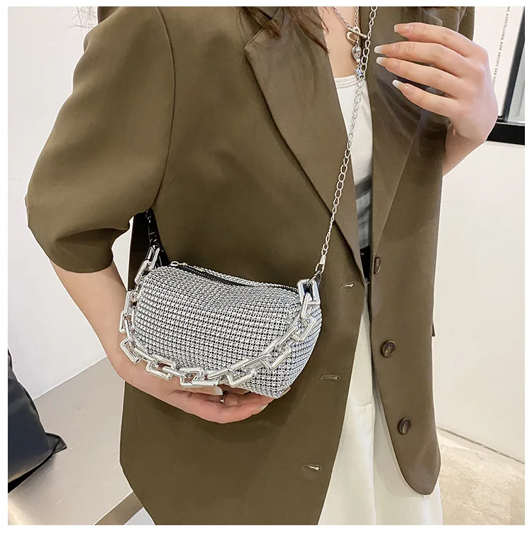 Bling Diamond Design Small Crossbody Messenger Bags for Women 2022 Summer Trend Luxury Fashion Travel Shoulder Handbags Purses