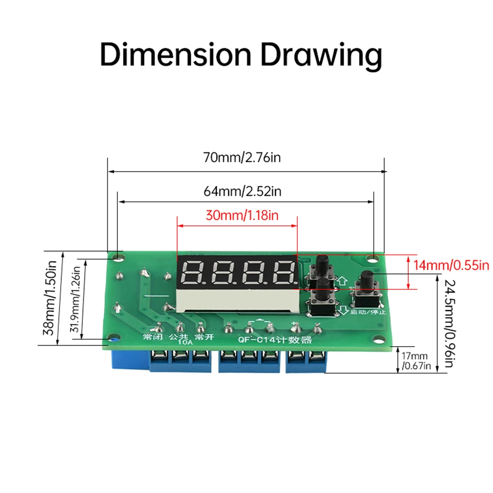 Advanced 4-Digit Digital Display Counter Module with Relay Output and Dual Voltage Display