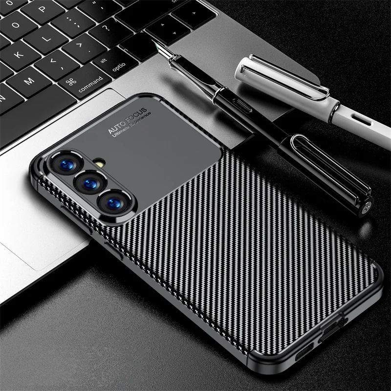 Per Samsung Galaxy S23 Fe Custodia Samsung Galaxy S23 Fe Cover Funda Soft Luxury Business Paraurti In Fibra Di Carbonio Per Samsung S23 Fe