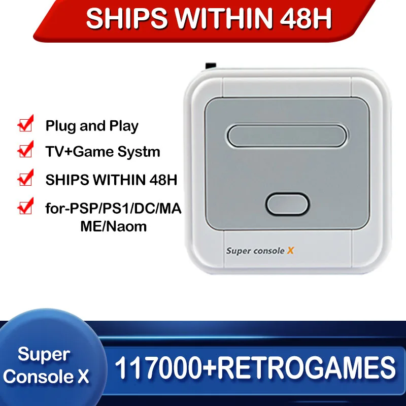

Super Console X Built-in 110000+Games Video Game Console Built-in 80 Emulators Support HD Out For PSP/PS1/MD/N64 WiFi