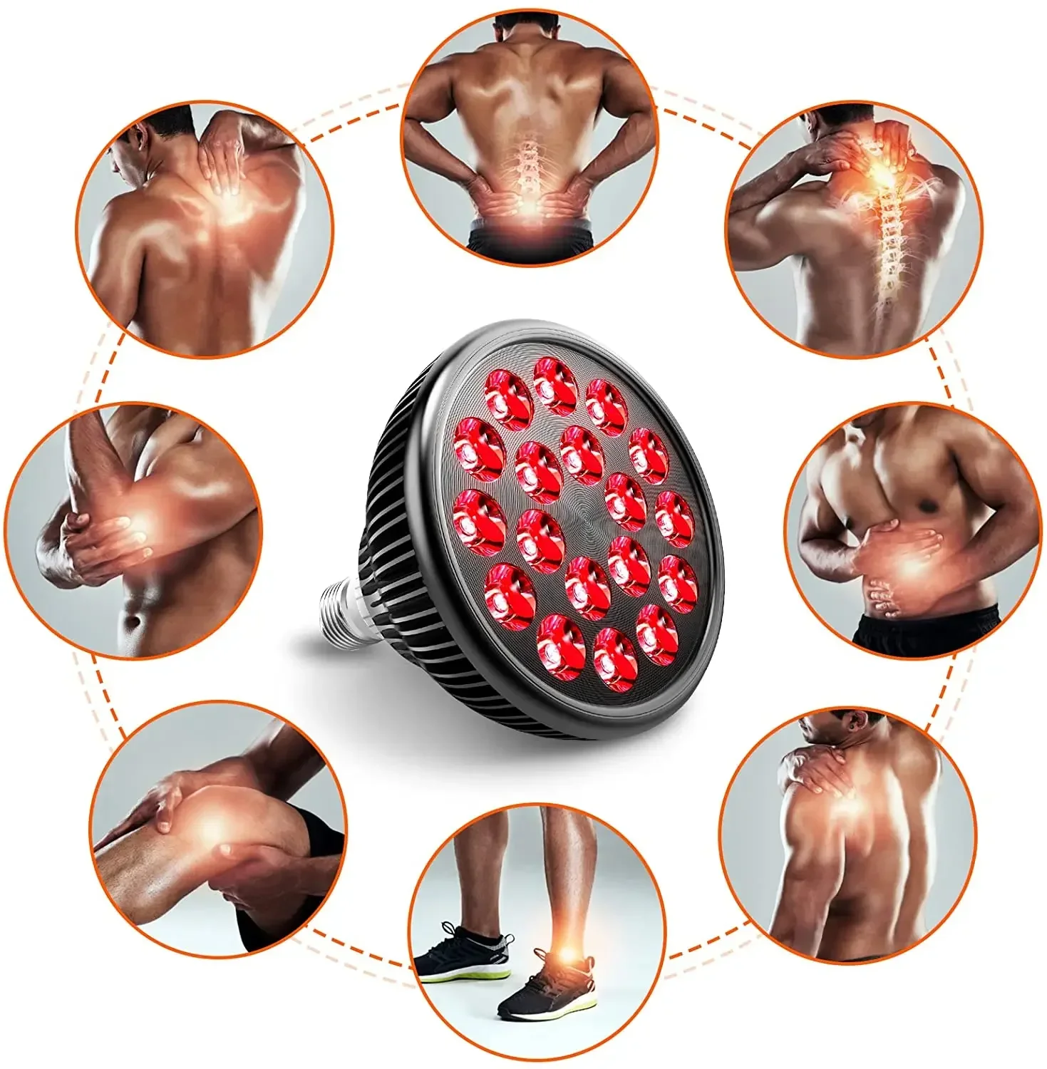 Red Light Therapy Light with Socket, 18 LED, NIR Phototherapy Devices, 660nm and 850nm, for Skin and Pain Relief