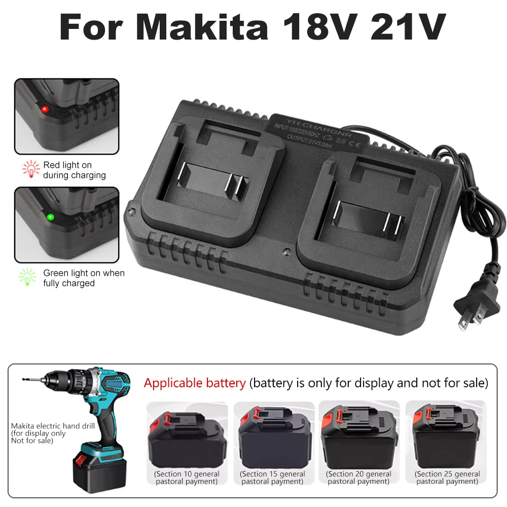18V 21V 2A /3A Lithium Battery Charger for Makita Electric Drill Polishing Machine Lawn Mower Car Washer Battery Adapter