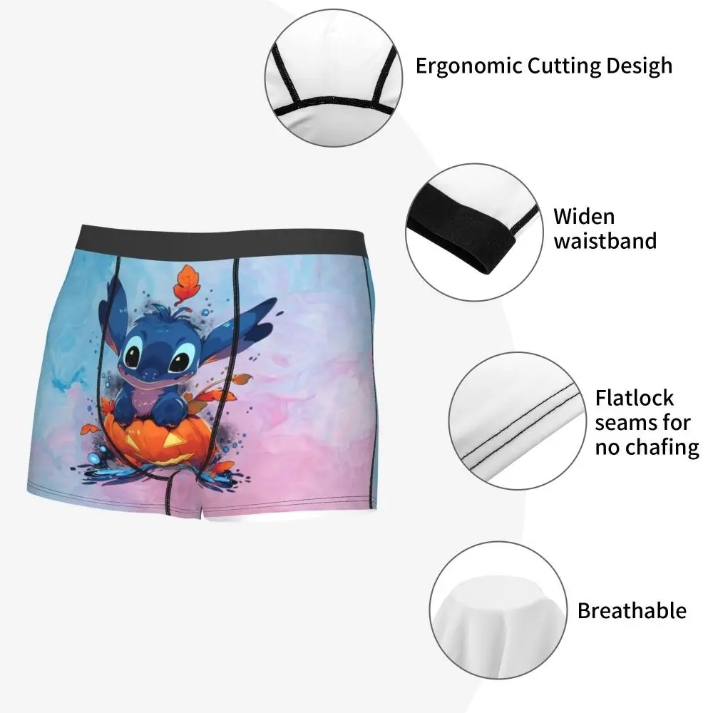 Custom Stitch Lion Cute Boxers Shorts Men's Disney Movie Briefs Underwear Fashion Underpants
