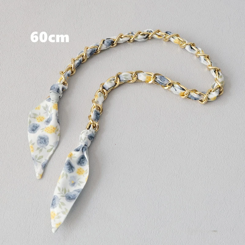 Neue Mode Marke Frau Handtasche Zubehör Ketten Abnehmbare Crossbody Floral Print Metall Seide Strap Frauen DIY Kette Tasche Griffe – Detail 14
