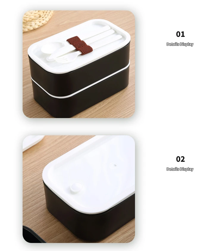 INS Wood Grain Double Plastic Lunch Box Microwave Oven Adult Lunch Box for  Kids Bento Box Tableware Loncheras Para Niños