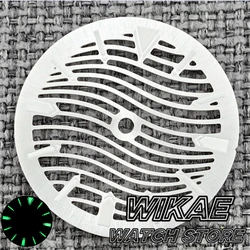 Skeleton Wave Design Hollow - Out Watch Dial 29mm with C3 Luminous Feature - Black, Silver, Blue, Green Face (White)