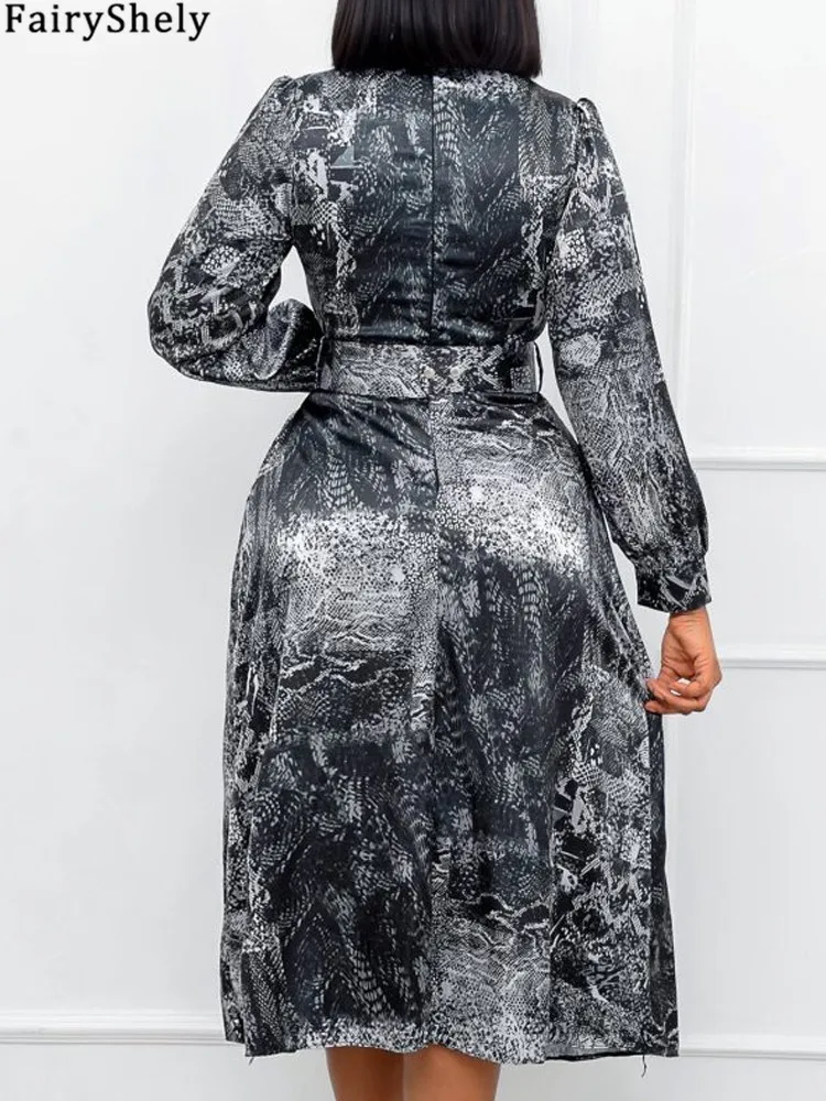 FairyShely ربيع 2025 طباعة حجم كبير فستان المرأة ك...