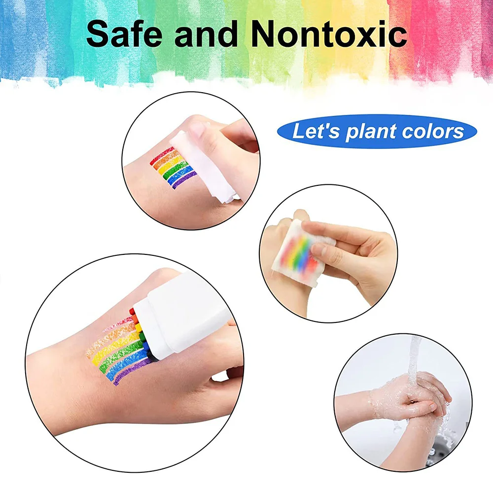 Colorful Rainbow Face Paint Crayons Washable Body Tattoo Pigment Pen Fluorescent Crayon Adult Kid Party Art Makeup Cosmetic Tool