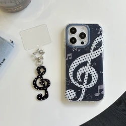 Cute Korean INS Artistic Notes Cartoon Music Phone Case - Soft Shockproof Cover - iPhone 15 (Case with Dangle)