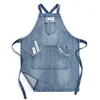 Custom cotton denim fabric Apron with Pockets Jean Apron for Hairstylist tool pockets 1