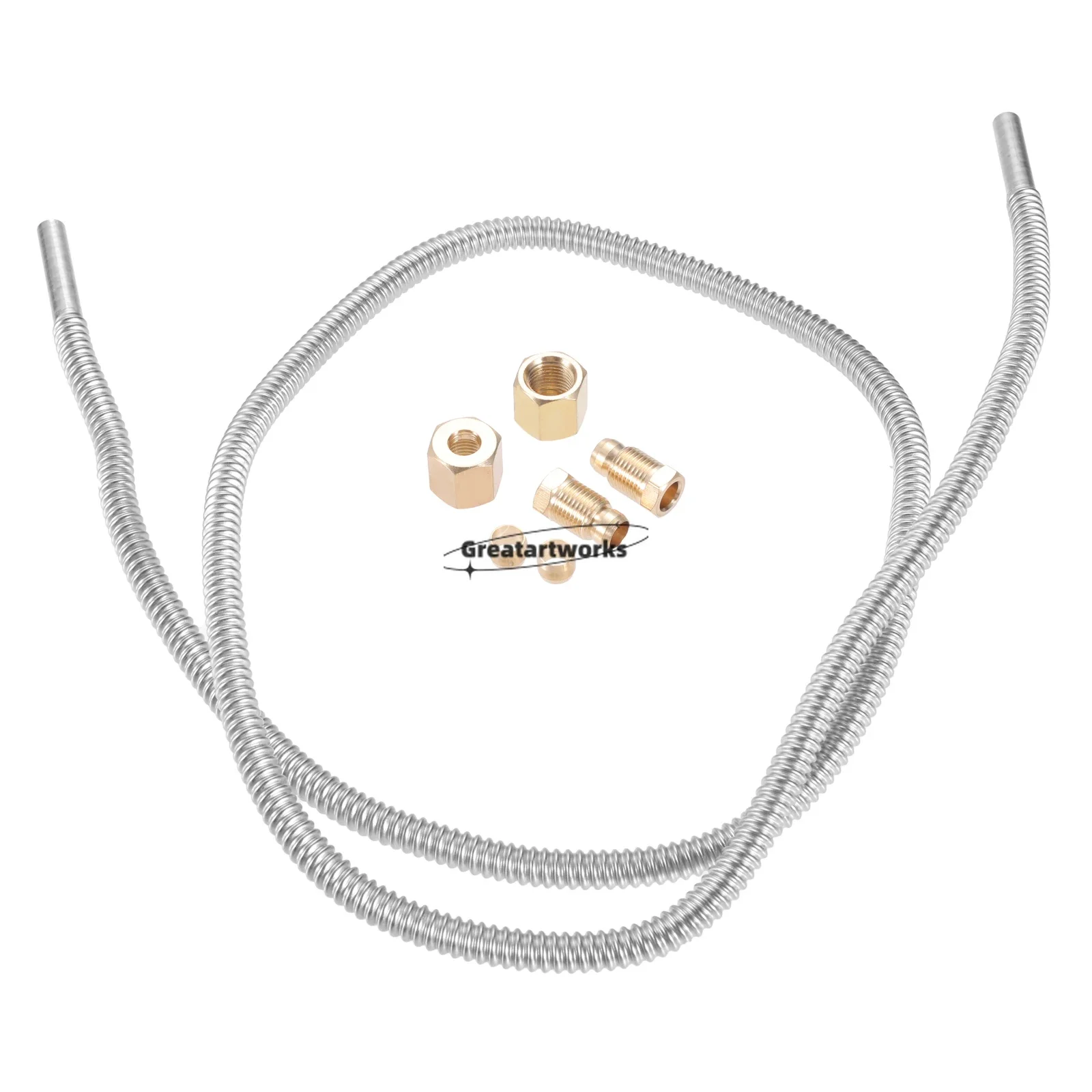 2pcs Flexible Stainless Steel Pilot Tube 1/4" OD 915mm Length Compression Fittings Male Female Nuts Natural Gas Propane Replace