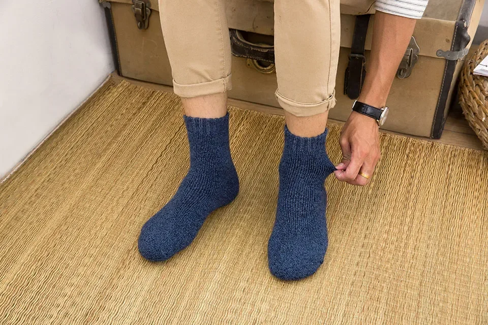 Mens Winter Merino Wool Socks - Thick Warm Cashmere 3 Pair Set