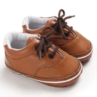 Newborn Baby Shoes Boy Girl Classical Sport Sneakers Soft Sole PU Leather Lace Up Multi-Color First Walker Casual Shoes 0-18M 3