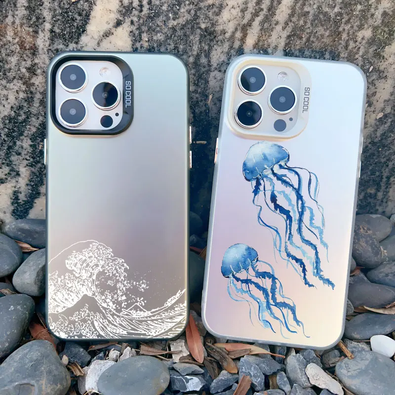 Sea Blue Turtle Design Laser-Engraved Phone Case with Cool Ocean Pattern
