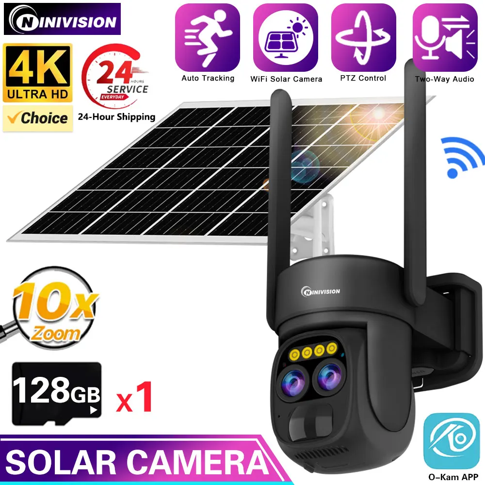 

Full HD 8MP 4K 10X PTZ Zoom WiFi Solar Dual Lens Camera CCTV Security Outdoor Audio IP With Rechargeable Battery Camera 356Days