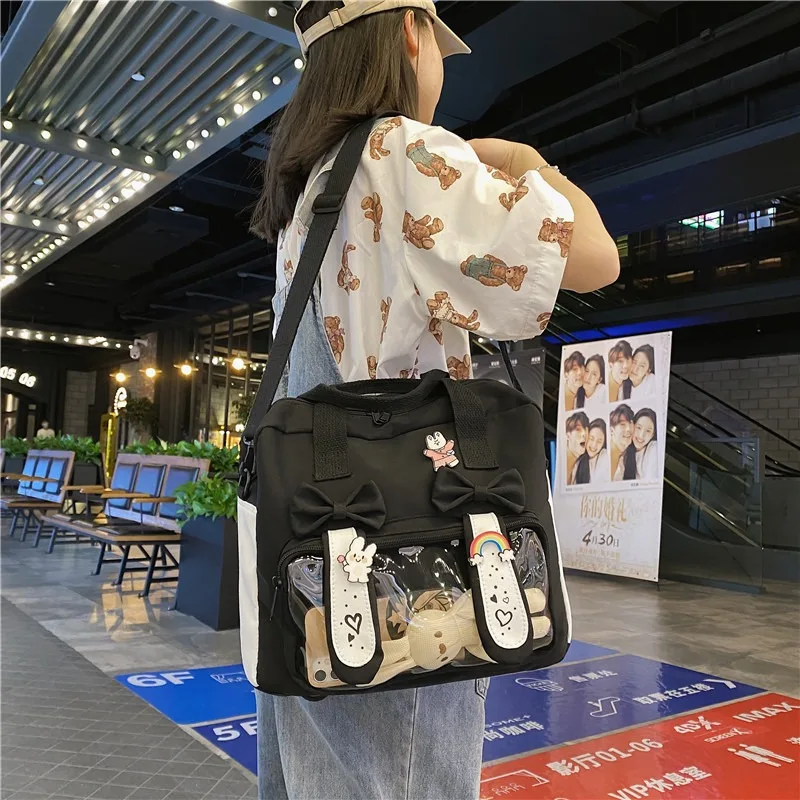 Xiuya Japanese Fashion Shoulder Bag for Women Nylon Lolita Jk Casual College Style Backpack Cute Bow Designer New Female Ita Bag