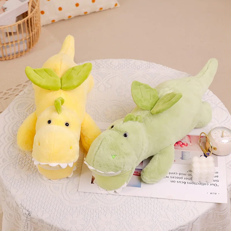 70-110cm Lying Dinosaur Plush Pillow Toy Cute Soft Dinosaur Doll with Wings White Dragon Stuffed Pillow Kids Gifts Room Decor dinosaur dan and baby dinosaur plush toy green with wings to soothe dinosaur sleeping pillow doll child christmas birthday gift