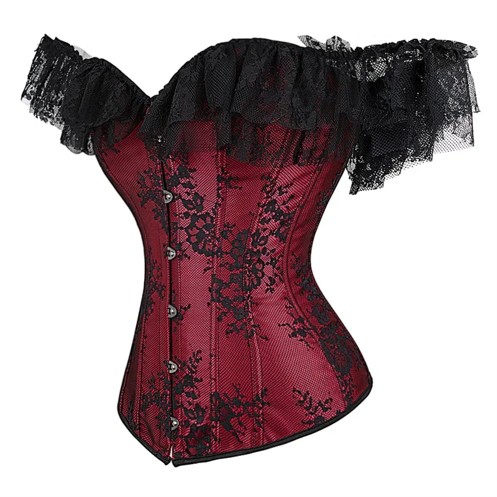 Tenue Pirate Halloween Grebrafan Costume Corset Gothique - Bustier Satin Et Jupe Pirate - Tenue Médiévale Femme Déguisement Halloween Gothique