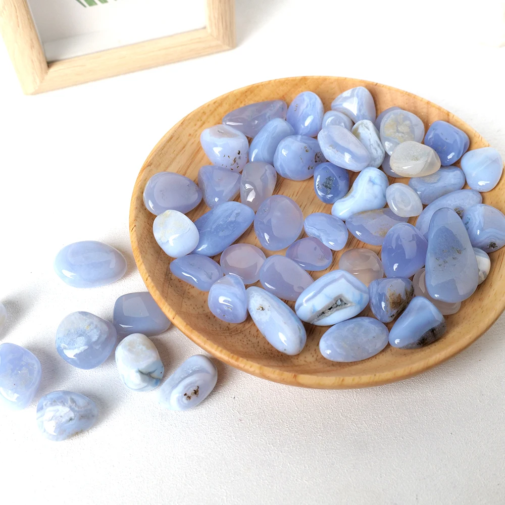 50G/bag Natural Healing Tumble Blue chalcedony Gravel Stone Reiki Crystals for Yoga Energy Beginners Craft Home Decor Decorative Stones,Tumbled Stones,Healing Stones