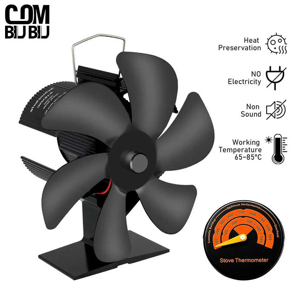 6 Blades Heat Powered Stove Fan Log Wood Burner Eco Quiet Fireplace Fan  Energy Saving Home Heater Efficient Heat Distribution - AliExpress