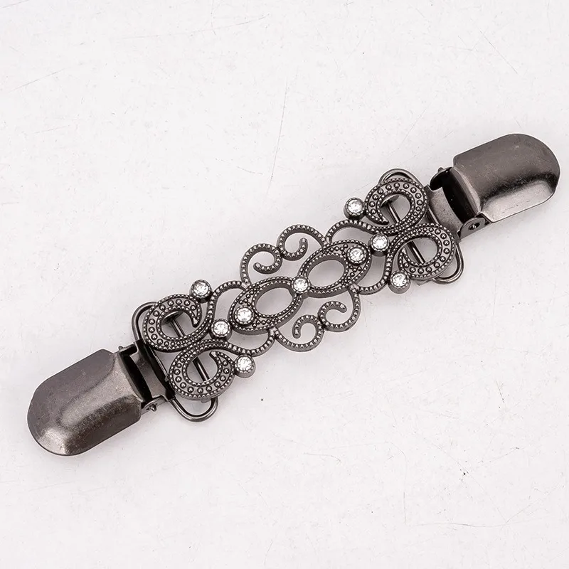 Retro European-American Shawl Clip | Diamond-Encrusted Alloy Scarf Buckle, Anti-Slip Brooch Collar Pin for Women's Accessories