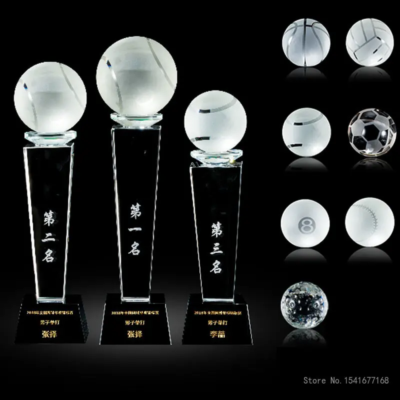 CrystalTrophy Customized Sports competition Basketball football volleyball tennis baseball badminton table tennis award trophies