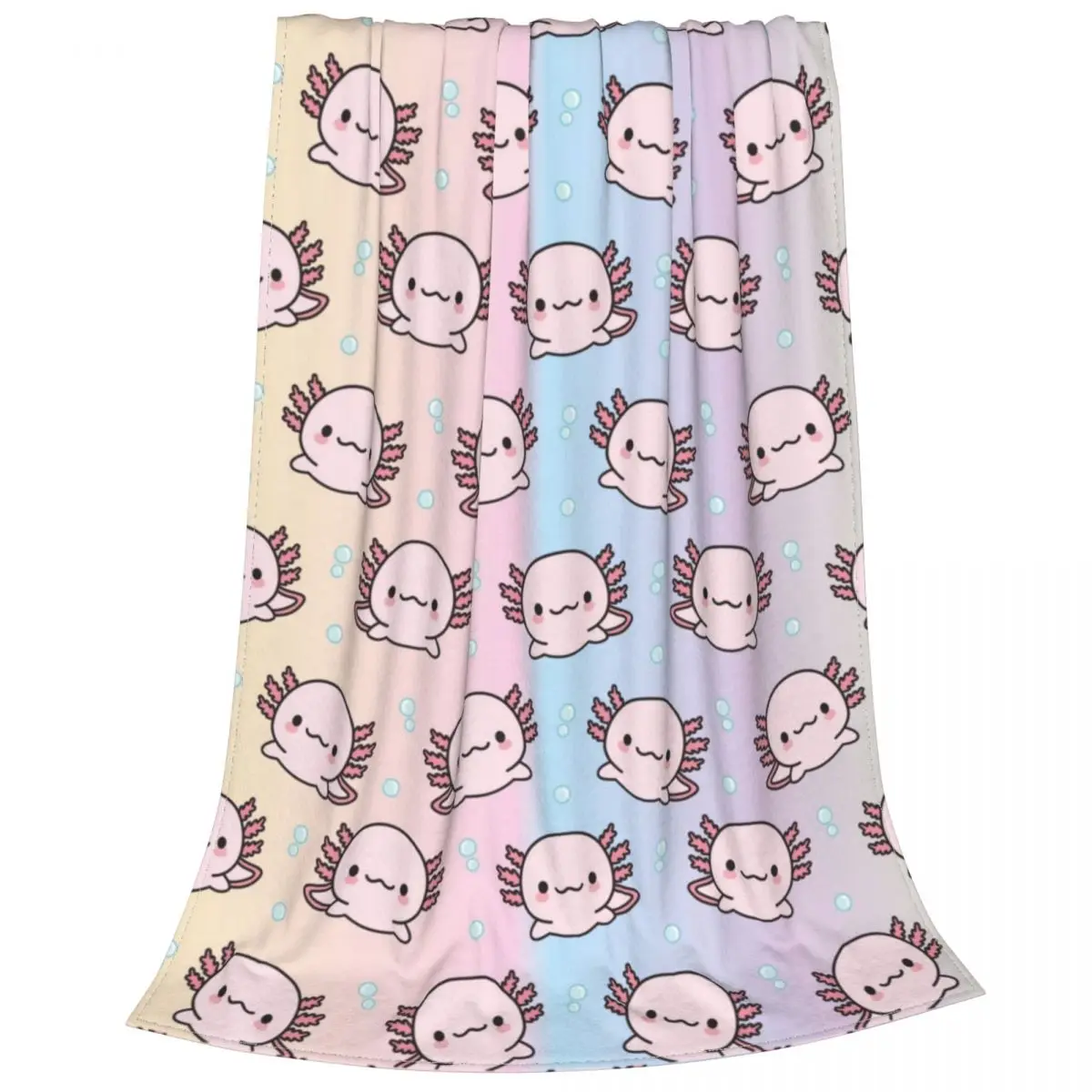 Cute Axolotl Fleece Throw Blankets Salamander Animal Blanket for Sofa Office Soft Plush Thin Quilt
