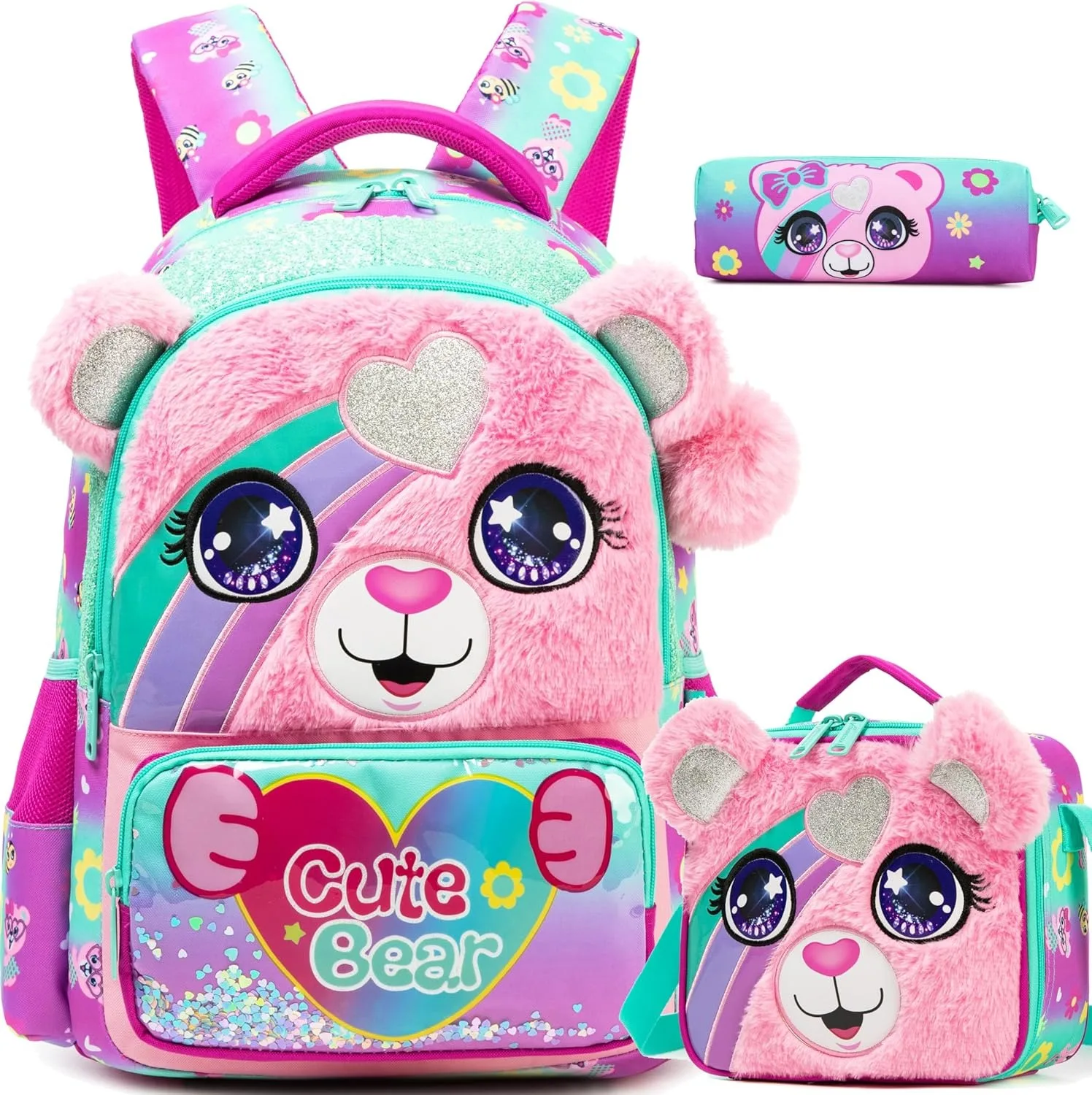 Kids Backpack for Girls Cute School Bag Set with Insulated Lunch Tote Back to School Bookbag Perfect Gift for Elementary Student 1