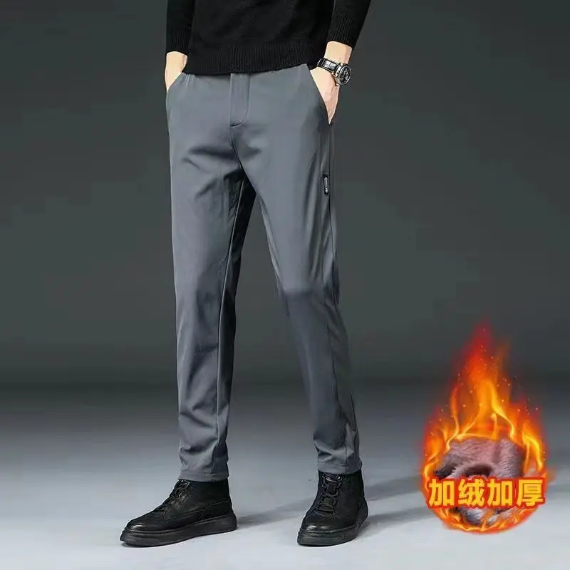 Брюки мужские прямые однотонные с эластичным поясом