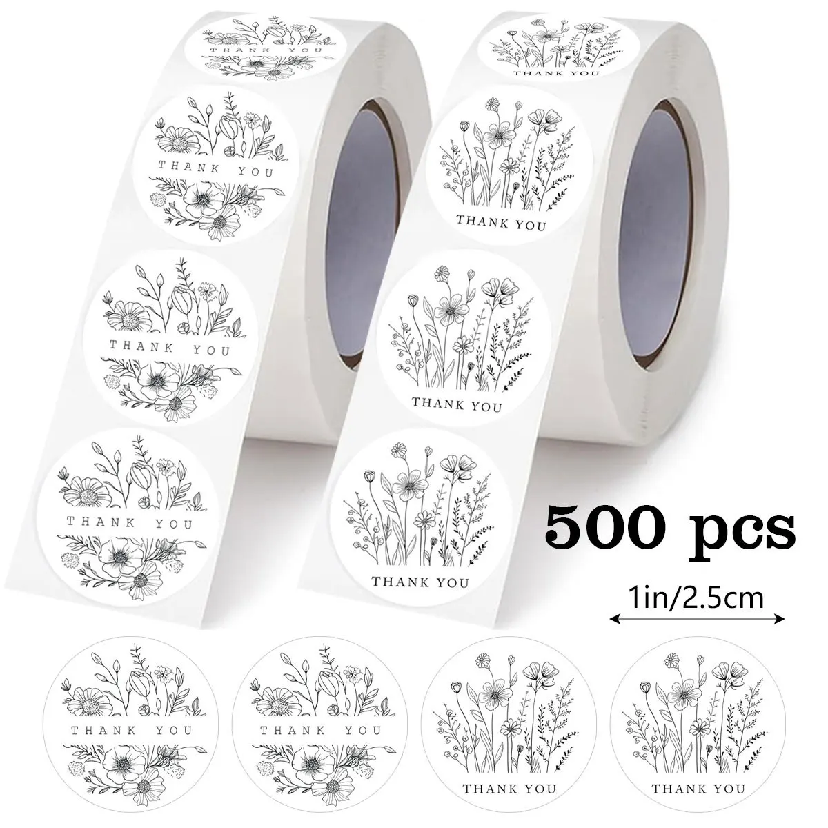 thumbnail image 2 of MANNYA 500pcs Thank You Stickers Round Seal Labels Handmade Gift Packaging Flower Bouquets Decor For Business Boutiques 2 of 9