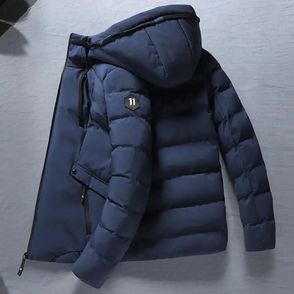 

Men Cotton Coat Fashionable Men Coat Windproof Hooded Men's Winter Coat Thick Padded Waterproof Warm with Zipper Pockets Stylish
