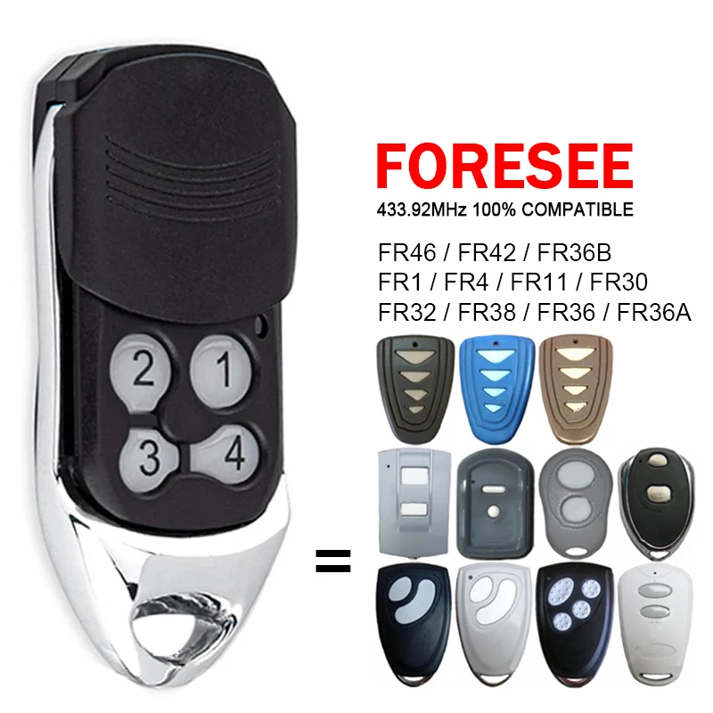 For FORESEE FR1 FR36 FR30 FR36B FR4 FR11 FR32 FR36A FR38 FR42 FR46 433MHz Garage Door Remote Control Hand Transmitter 2
