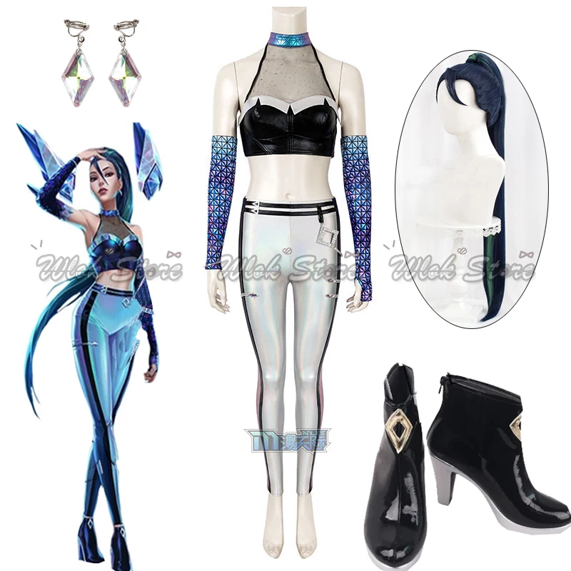 

KDA Kaisa косплей костюм игры K/DA все наружные наряды дочь из пустотелых ролевых париков Пользовательские сапоги обувь для женщин Хэллоуин