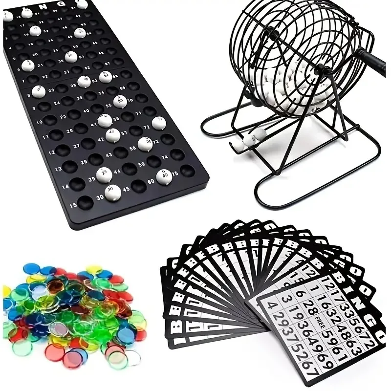 1pc Bingo Lottery Machine Carousel Game Machine Manual Lottery Party Entertainment Bingo Game Cage Set