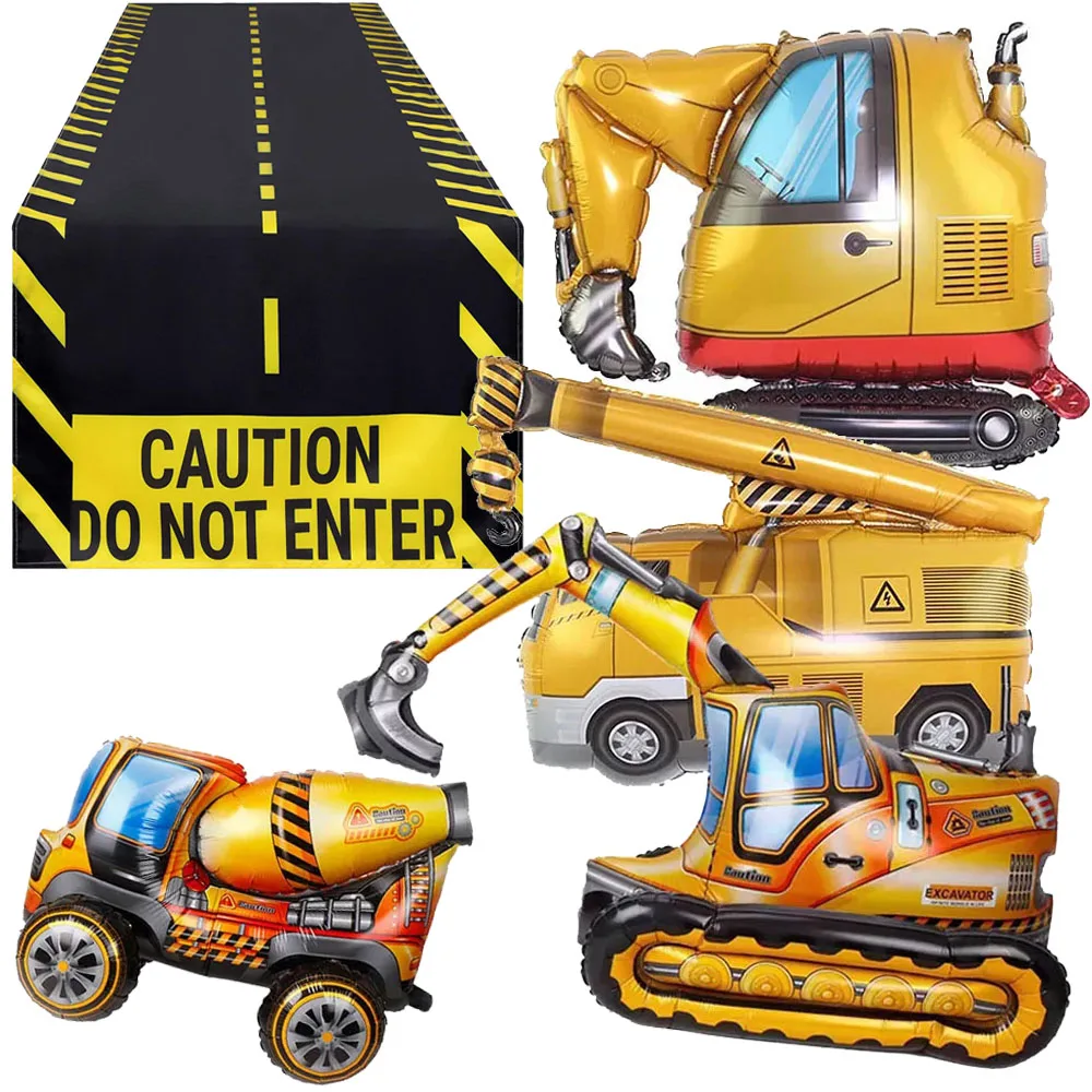 1pc Big Construction Truck Birthday Helium Balloons Excavator Forklift Crane Truck Foil Ballon Boys Birthday Party Supplies construction tractor theme excavator inflatable balloons truck vehicle banners baby shower kids boys birthday party supplies