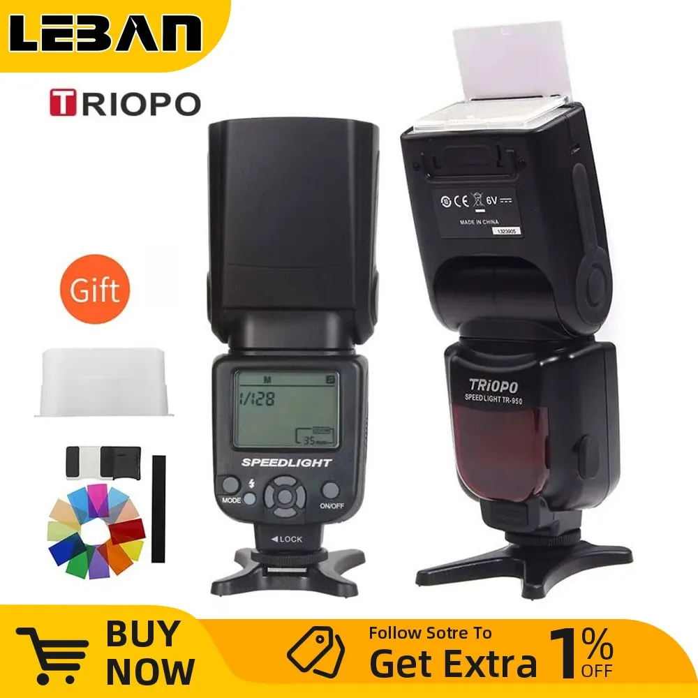 On Camera Flash Camera Flash Triopo TR-950 Flash Light Speedlight Speedlite Universal For Fujifilm Olympus Nikon Canon 650D 550D 450D 1100D 60D 7D 5D Camera